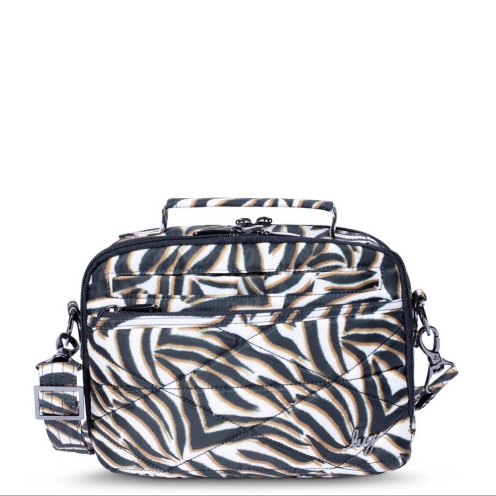 Lug Roundabout XL Crossbody Bag in Zebra Sand with Chipper Wristlet Wallet.